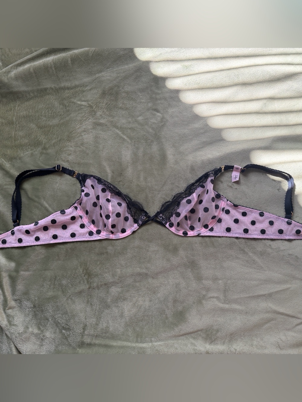 Victoria's Secret Pink and Black Polka Dot Lace Bra